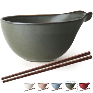 Artena Ceramic Ramen Bowl with Chopsticks - Microwave Safe & Stylish