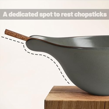 Artena Ceramic Ramen Bowl Microwave Safe with Chopsticks