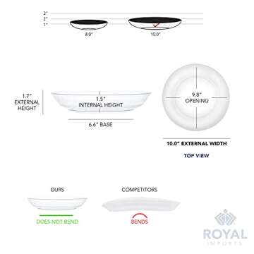 Royal Imports 10" Clear Plastic Saucer Plant Drip Tray, Deep Pie Plate, Floral Flower Dish, Wedding, Party, Home and Holiday Decor, 6 Pack