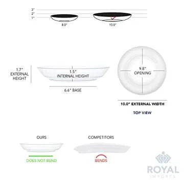Royal Imports 10" Clear Plastic Saucer Plant Drip Tray, Deep Pie Plate, Floral Flower Dish, Wedding, Party, Home and Holiday Decor, 6 Pack