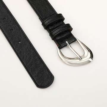 Trendy RISANTRY Black Leather Belt for Women