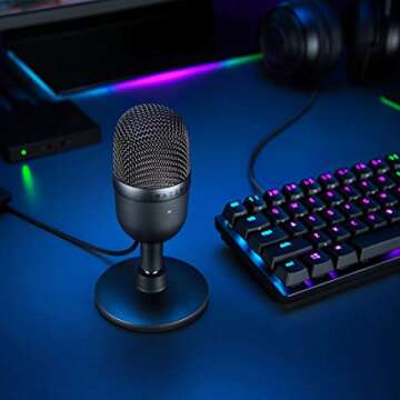 Razer Seiren Mini USB Condenser Microphone: for Streaming and Gaming on PC - Professional Recording Quality - Precise Supercardioid Pickup Pattern - Tilting Stand - Shock Resistant - Classic Black