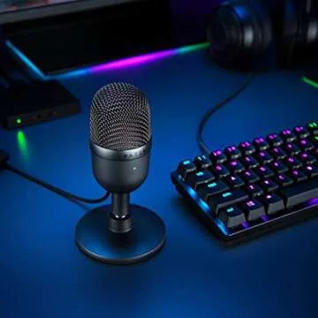 Razer Seiren Mini USB Condenser Microphone: for Streaming and Gaming on PC - Professional Recording Quality - Precise Supercardioid Pickup Pattern - Tilting Stand - Shock Resistant - Classic Black