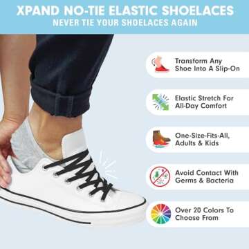Xpand No Tie Shoelaces System with Elastic Laces - One Size Fits All Adult and Kids Shoes