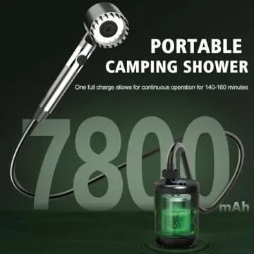 Portable Camping Shower Pump Kit, 7800mAh Showers Pump for Travel, Camping,Outdoor, Tents Shower and Pet Cleaning, with Water Temperature Display and Rechargeable Battery