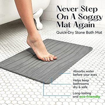 SUTERA Stone Bath Mat Quick Dry Non-Slip Eco-Friendly