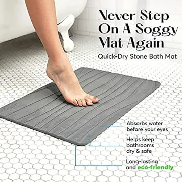 SUTERA Stone Bath Mat Quick Dry Non-Slip Eco-Friendly