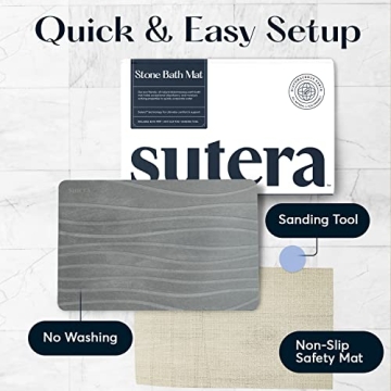 SUTERA Stone Bath Mat Quick Dry Non-Slip Eco-Friendly