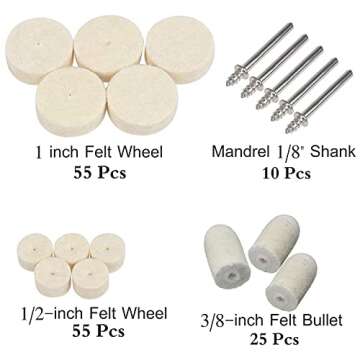 145Pcs Wool Felt Polishing Buffing Wheel Kit for Dremel