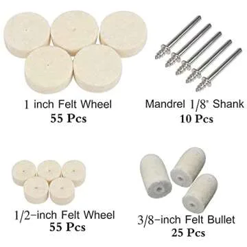 145Pcs Wool Felt Polishing Buffing Wheel Kit for Dremel