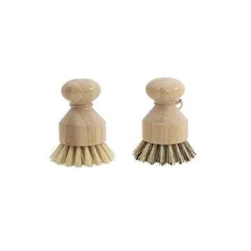 Zero Waste Dish Cleaning Starter Kit, Two Biodegradable Pot and Dish Brushes, Two Natural Loofah Sponges, Bamboo Soap Tray. Kitchen Set for Plates, Fruits, Vegetables, and Cast Iron Cookware