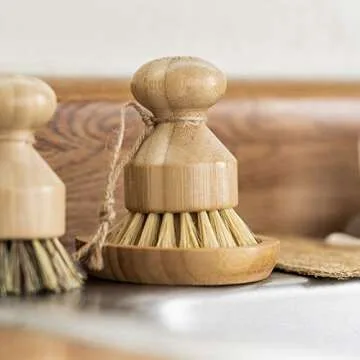 Zero Waste Dish Cleaning Starter Kit, Two Biodegradable Pot and Dish Brushes, Two Natural Loofah Sponges, Bamboo Soap Tray. Kitchen Set for Plates, Fruits, Vegetables, and Cast Iron Cookware