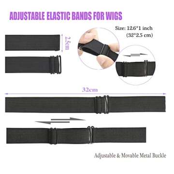 12PCS Adjustable Band for Wigs Wig Strap Elastic Band for Wigs Wig Band Wig Cap for Wig Making Wig Strapds Elastic Hair Band Sewing for Making Wig Caps Adjustable Wig Band (1x12inch)