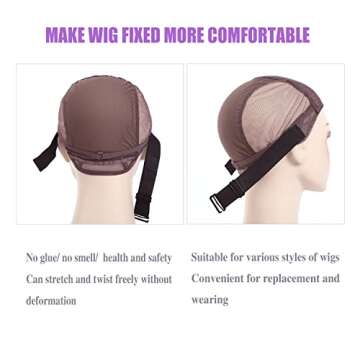 12PCS Adjustable Band for Wigs Wig Strap Elastic Band for Wigs Wig Band Wig Cap for Wig Making Wig Strapds Elastic Hair Band Sewing for Making Wig Caps Adjustable Wig Band (1x12inch)