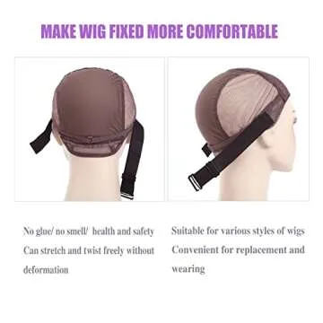 12PCS Adjustable Band for Wigs Wig Strap Elastic Band for Wigs Wig Band Wig Cap for Wig Making Wig Strapds Elastic Hair Band Sewing for Making Wig Caps Adjustable Wig Band (1x12inch)