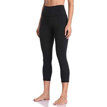 Colorfulkoala Women's High Waisted Tummy Control Workout Yoga Pants Capris 21" Inseam Leggings with Pockets (S, Black)