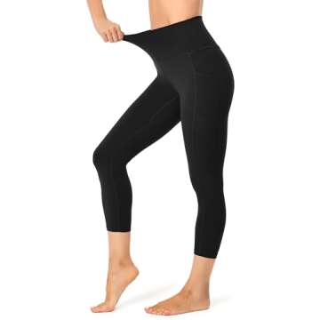 Colorfulkoala Women's High Waisted Tummy Control Workout Yoga Pants Capris 21" Inseam Leggings with Pockets (S, Black)