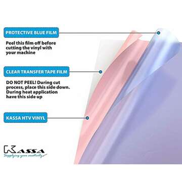 Kassa 30-Piece Heat Transfer Vinyl Sheets | 23 Colors in 12" x 10", Teflon Sheet & Weeding Tool Included | Compatible with All Cutting Machines | Ideal for Pressing on T-Shirts, Clothing & Textiles