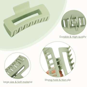 4.1 Inch Large Hair Claw Clips 8 Pcs Rectangle Big Hair Clips for Thick Hair Nonslip Claw Clips Acrylic Banana Jaw Clips Hair Accessories for Women and Girls (Brown Colorful)