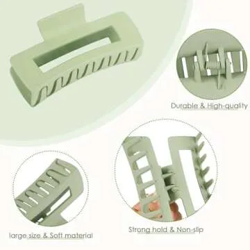 4.1 Inch Large Hair Claw Clips 8 Pcs Rectangle Big Hair Clips for Thick Hair Nonslip Claw Clips Acrylic Banana Jaw Clips Hair Accessories for Women and Girls (Brown Colorful)