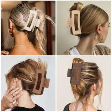 4.1 Inch Large Hair Claw Clips 8 Pcs Rectangle Big Hair Clips for Thick Hair Nonslip Claw Clips Acrylic Banana Jaw Clips Hair Accessories for Women and Girls (Brown Colorful)