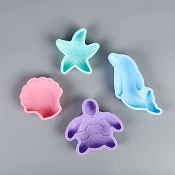 BLUE GINKGO Silicone Beach Toys - Modern Travel Friendly Beach Set | Bucket, Shovel, 4 Sand Molds, Beach Bag | Sand Toys for Toddlers, Kids - Pink