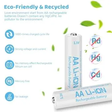 Lithium AA Batteries Rechargeable 1.5V 8 Pack 3600mWh with Charger (4-Bay Independent Slot), Long Lasting Double A Size Battery for Blink Batteries