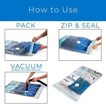 MagicBag Smart Design Instant Space Saver Storage - Flat Heavy Duty Large - Set of 3 Bags Total - Airtight Double Zipper - Vacuum Seal - Clothing, Pillows - Home Organization