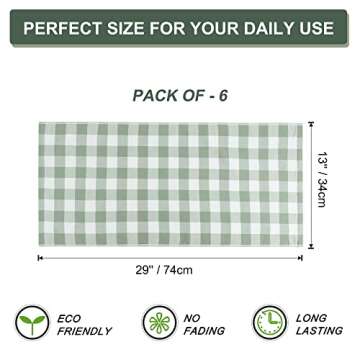 PiccoCasa 100% Cotton Kitchen Towels Set of 6 Plaid