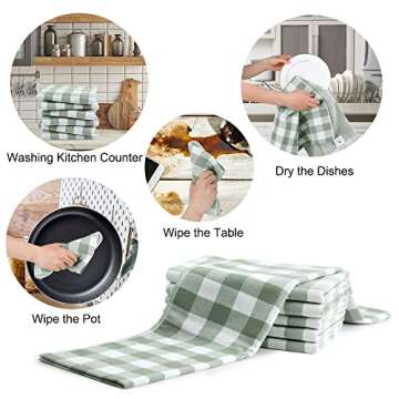 PiccoCasa 100% Cotton Kitchen Towels Set of 6 Plaid