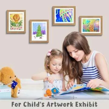 Golden State Art 10x12.5 Kids Art Frames Front-Opening Great for Kids Drawings, Artworks, Children Art Projects, Schoolwork, Home or office (Brown Set of 2)
