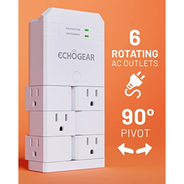 ECHOGEAR Surge Protector with 6 Pivoting Outlets