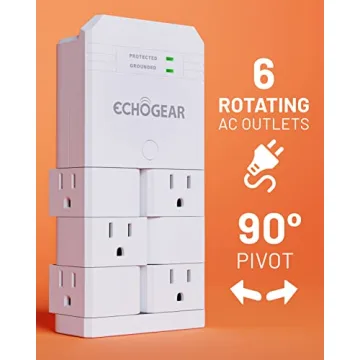 ECHOGEAR Surge Protector with 6 Pivoting Outlets