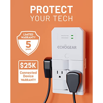 ECHOGEAR Surge Protector with 6 Pivoting Outlets