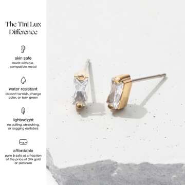 Tini Lux Titanium Stud Earrings for Sensitive Ears