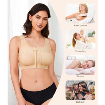 BRABIC Womens' Front Closure Post-Surgery Posture Corrector Bra Shaper Tops with Breast Support Band