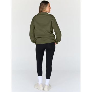 Trendy Queen Womens Oversized Sweatshirts Turtleneck Pullover Long Sleeve Hoodies Tops Fall Fashion Outfits 2025 Clothes ArmyGreen M