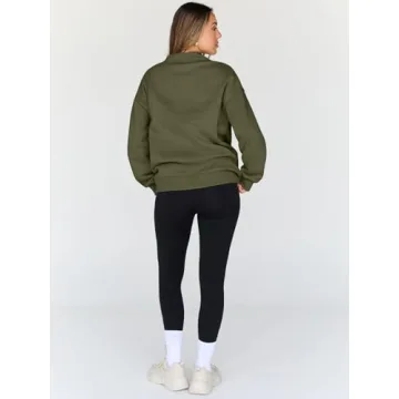 Trendy Queen Womens Oversized Sweatshirts Turtleneck Pullover Long Sleeve Hoodies Tops Fall Fashion Outfits 2025 Clothes ArmyGreen M