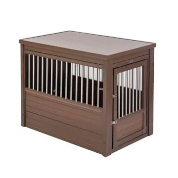 New Age Pet® ECOFLEX® Dog Crate End Table - Durable Wood-Plastic Composite with Stainless Steel Latch, Easy Assembly, Ideal for Dogs Up to 80lbs, Russet Brown, Large Size