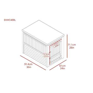New Age Pet® ECOFLEX® Dog Crate End Table - Durable Wood-Plastic Composite with Stainless Steel Latch, Easy Assembly, Ideal for Dogs Up to 80lbs, Russet Brown, Large Size