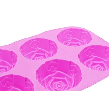 3 Pack of x Large Rose Flower Ice Cube Chocolate Soap Tray Mold Silicone Party maker (Ships From USA...