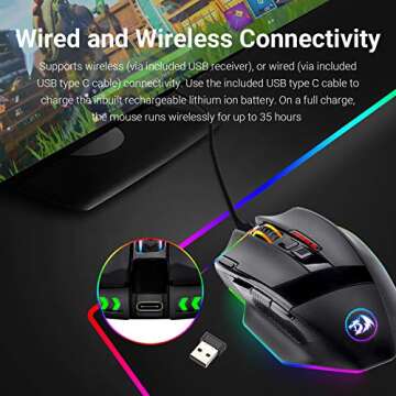 Redragon M801 Wireless Gaming Mouse with RGB and 9 Buttons