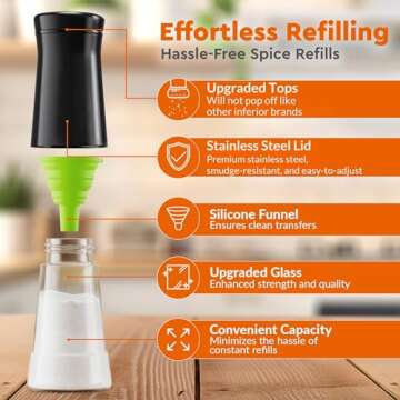 HOME EC Adjustable Salt and Pepper Shakers Set for Kitchen