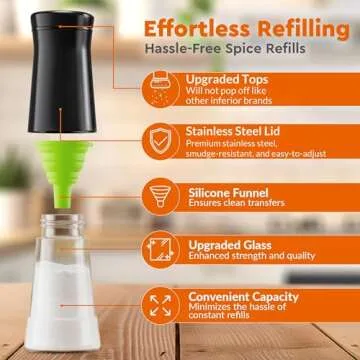 HOME EC Adjustable Salt and Pepper Shakers Set for Kitchen