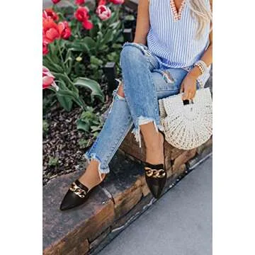 Juliet Holy Women's Mules Flats - Stylish Backless Loafers