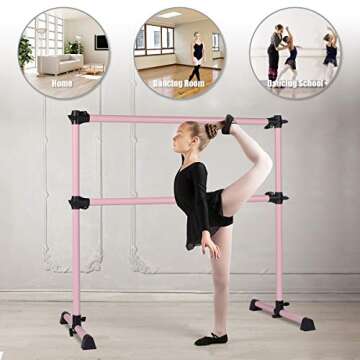Bifanuo Ballet Barre Portable Double, Freestanding Ballet Barre Adjustable, Heavy Duty Dancing Stretching Ballet for Home,Dance Barre, Fitness Ballet Bar