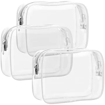 F-color TSA Approved Toiletry Bag Set - 3 Pack Clear Cosmetic Bags for Travel
