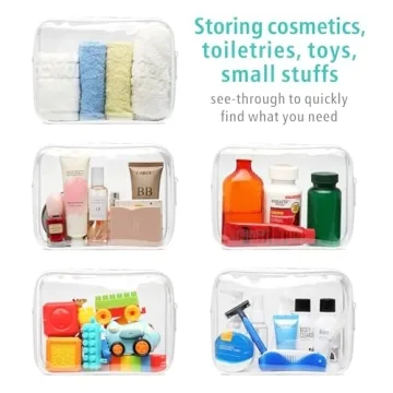 F-color TSA Approved Toiletry Bags - 3 Pack Clear Travel Bags