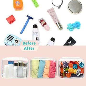 F-color TSA Approved Toiletry Bags - 3 Pack Clear Travel Bags