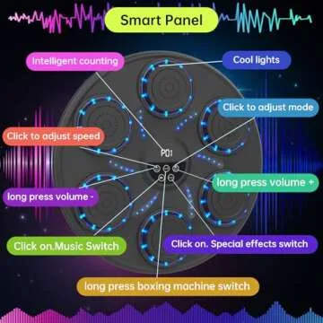 Music Boxing Machine Smart Bluetooth Boxing Equipment for Adults and Kids Home Gym Workout Exercise（2 Pairs of Gloves） (Blue Light)